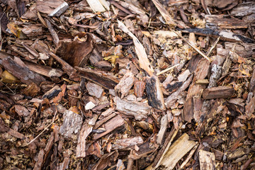 Chopped dry firewood prepared for the winter lying in a heap one on one on the street. Background of logs, birch, pine and oak. Ready to Burn in Fireplace