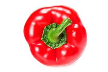 one red sweet bell pepper isolated on white background