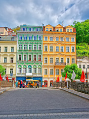 Promenade and historical street Karlovy Vary