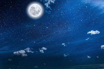 Fototapeta na wymiar backgrounds night sky with stars and moon and clouds