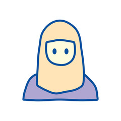 Muslim woman line and fill style icon vector design