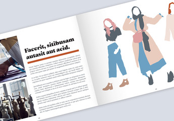 Brochure Layout with Character Illustrations