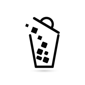 recommend clip art: Trash can icon thin line for web and mobile, modern minimalistic flat design.  dark grey icon on light grey background.