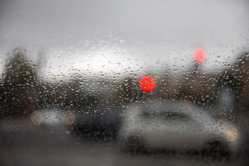 rain on car window 