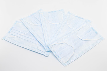 Medical masks for protection against viruses. Close-up