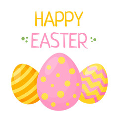 Cute greeting card for Easter. Easter design with colored egg and the inscription 