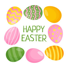 Cute greeting card for Easter. Easter design with colored egg and the inscription 