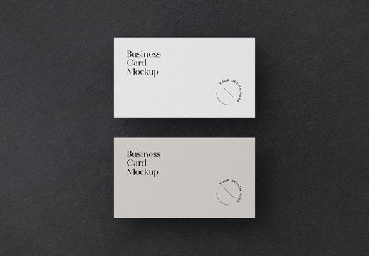 Two Minimal Business Cards Mockups On Dark Background