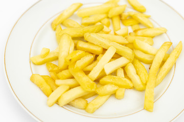 French Fries served on the white plate