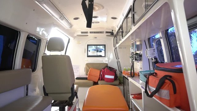 inside with ambulance car, balloon and medicament