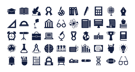 bundle of schoolsilhouette style set icons