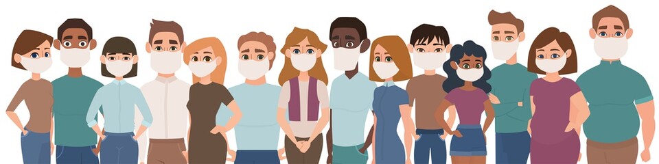 Chinese Coronavirus, Covid-19, 2019-ncov in China Pandemic. People in white medical face mask. China pathogen Wuhan virus. Vector illustration.