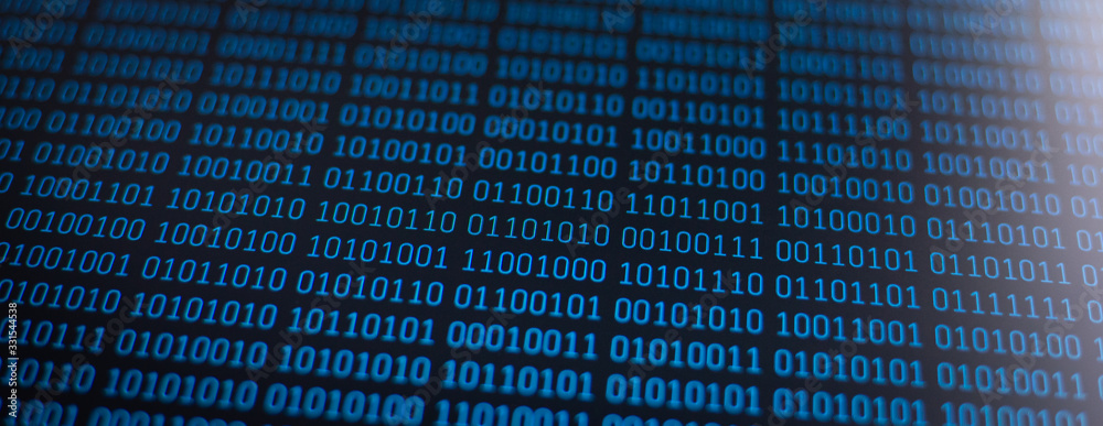 Aufkleber wide photo of binary code on computer screen. data, information, computer concept
