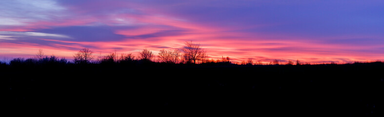 Panoramic Image of Beautiful Sunset 