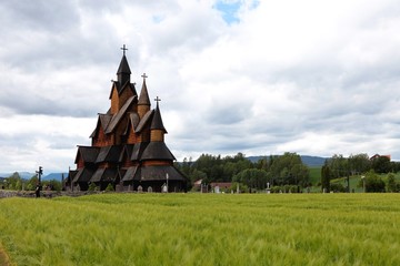 Fototapeta na wymiar Heddal Stave Church, Norways largest stave church, Notodden municipality, the best preserved of them all.