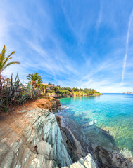 The small village with unique beaches and famous resort of Agia Pelagia, Heraklion, Crete, Greece.