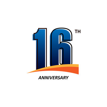 16 Years Anniversary Celebration Illustration Template Design
