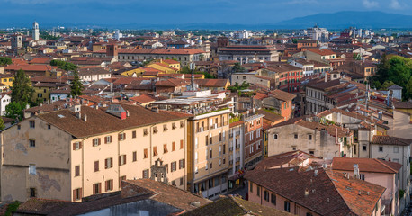 Fototapeta na wymiar Pisa old town panorama at soft sunset light. Landmarks of Tuscany, Italy.