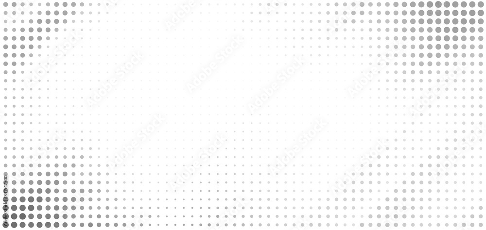 Poster Minimal dotted grayscale background with halftone effect. Simple pattern
