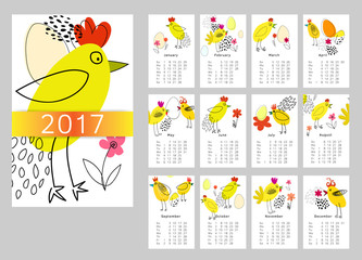 Calendar for 2017 vector template