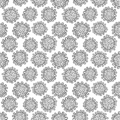 Coronavirus COVID-19 cells seamless pattern vector illustration. Virus bacteria background isolated on white