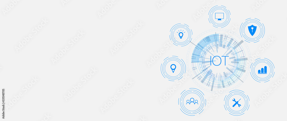 Poster internet of things (iot) and networking concept for connected devices. spider web of network connect