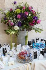 bouquet of flowers in vase on table