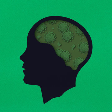 Stylized silhouette of head. Nosophobia