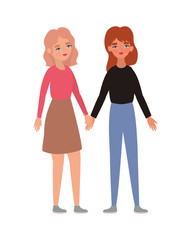 Women holding hands vector design