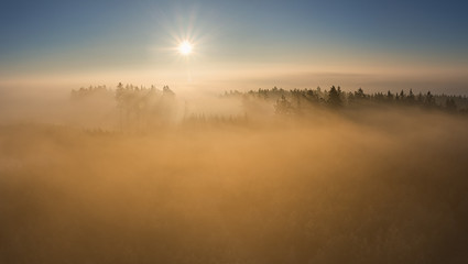 Fototapeta na wymiar Foggy Landscape Czech Republic Bohemia