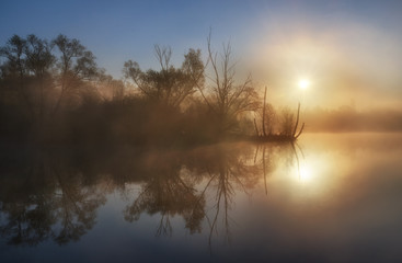 Foggy Landscape Czech Republic Bohemia