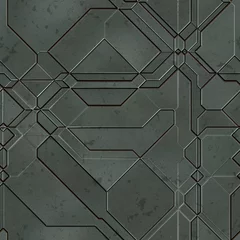 Vlies Fototapete Industrieller Stil Nahtlose SciFi-Panels. Futuristische Textur. Geometrisches Muster des Raumschiffrumpfes. 3D-Darstellung. Technologiekonzept.