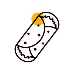Mexican burrito half line half color style icon vector design