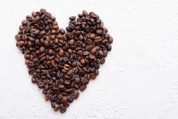 coffee beans heart shape. use for decorate coffeeshop and cafe. article about coffee and coffee beans