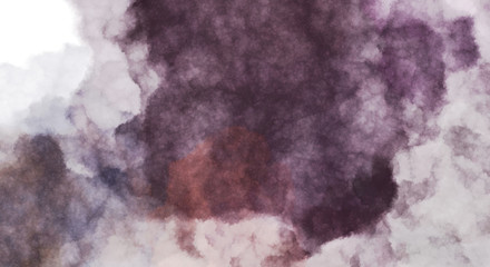 Watercolor painted background with blots and splatters. Brush stroked painting. 2D Illustration.