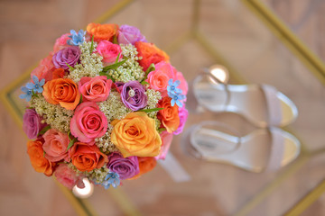Romantic wedding bouquet of flowers.