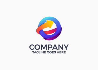 abstract circle arrow logo design elements