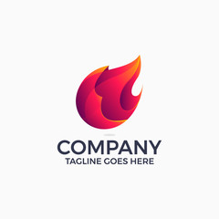 Fire flames gradient logo design template