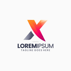 letter x gradient color logo design template