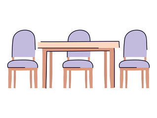 Isolated table with chairs vector design