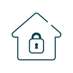 house with security padlock icon, line style