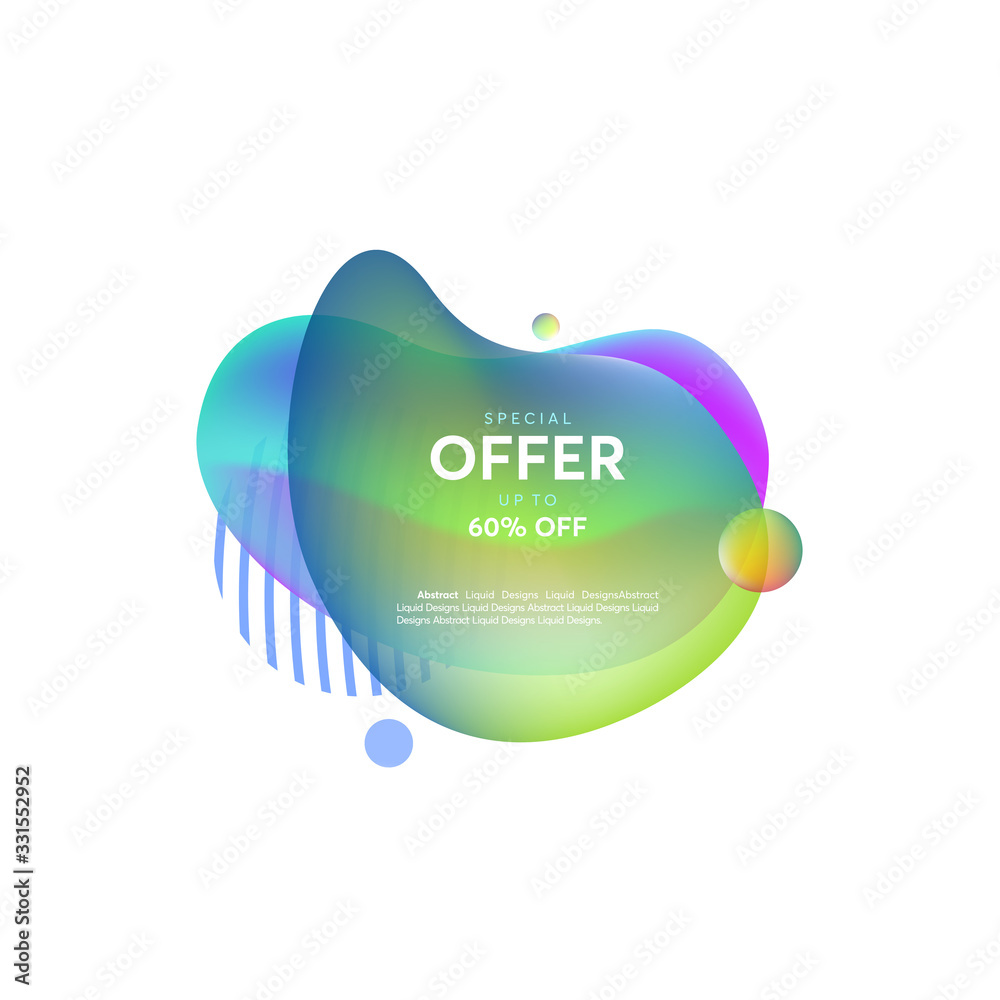 Poster green liquid shape. fluid design, abstract modern graphic elements. dynamical colored forms and line