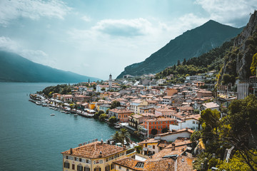 Fototapeta na wymiar Limone Sul Garda at Lago di Garda, Italy during summer