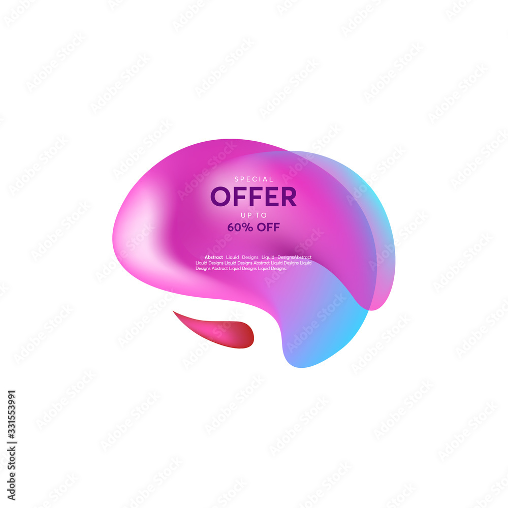 Sticker abstract pink liquid shape. fluid design, abstract modern graphic elements. dynamical colored forms 