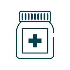 Fototapeta premium medicine pills bottle icon, line style