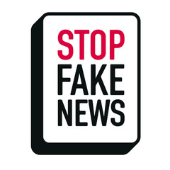 Stop Fake News and disinformation in the media sign. Graphic design vector illustration typography