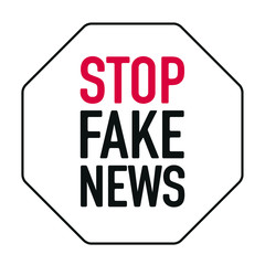 Stop Fake News and disinformation in the media sign. Graphic design vector illustration typography