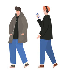Boys with smartphones vector design