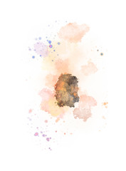 Obraz premium Watercolor painted background with blots and splatters. Brush stroked painting. 2D Illustration.