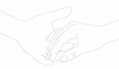 hands in love vector illustration. Meeting relationships fate